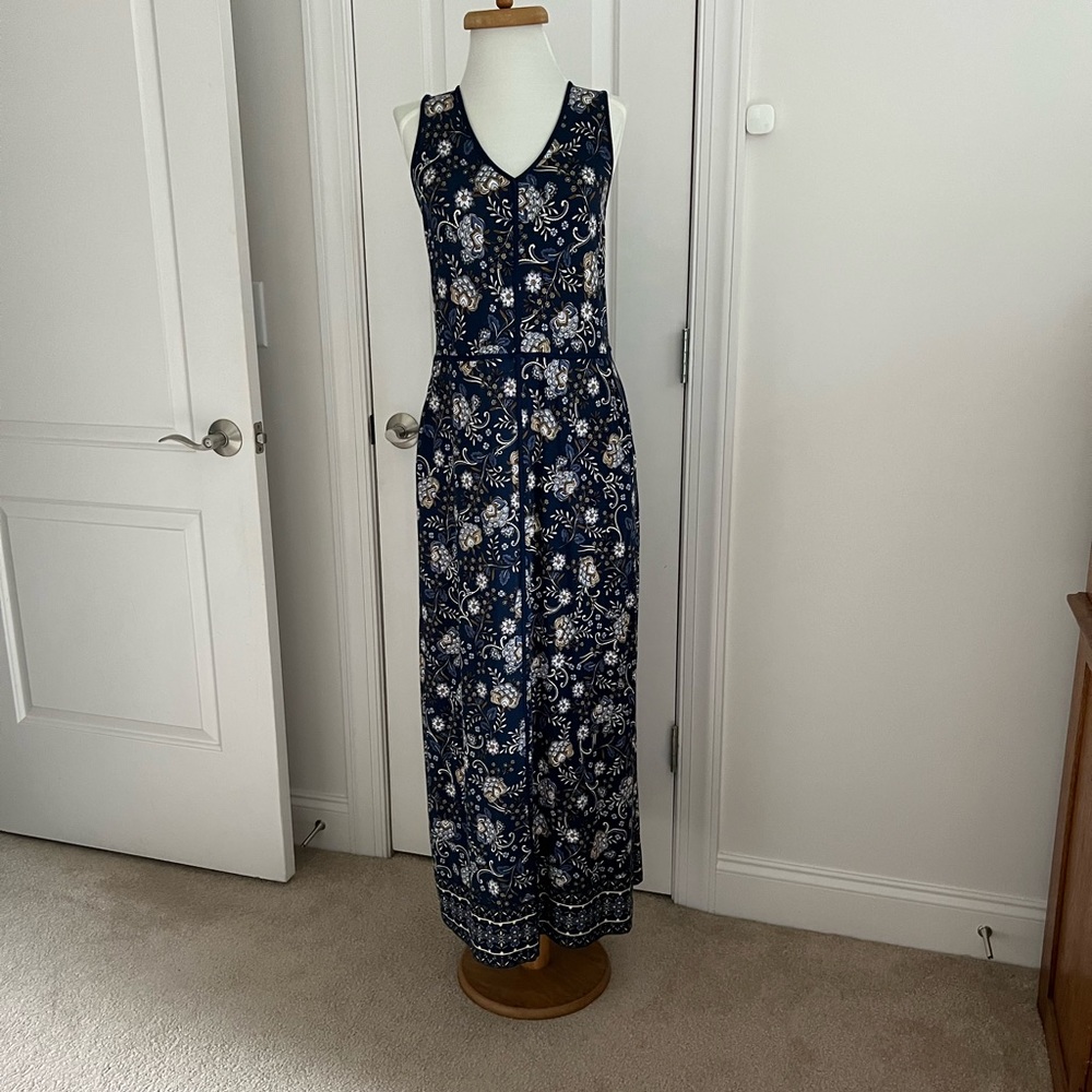Navy paisley-esque pattern, Maxi, M Tall, Dress